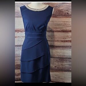 Connected apparel tiered cocktail dress  navy new size 16